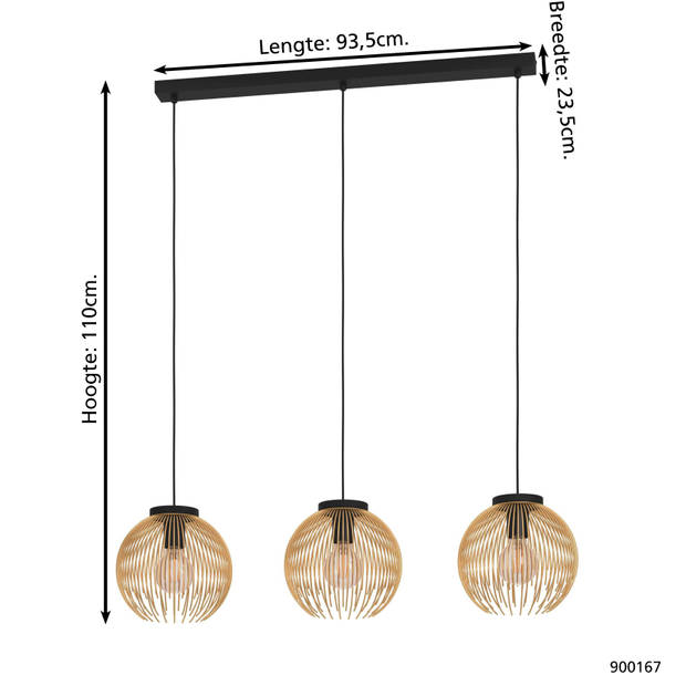 EGLO Venezuela Hanglamp - E27 - 93,5 cm - Goud/Zwart