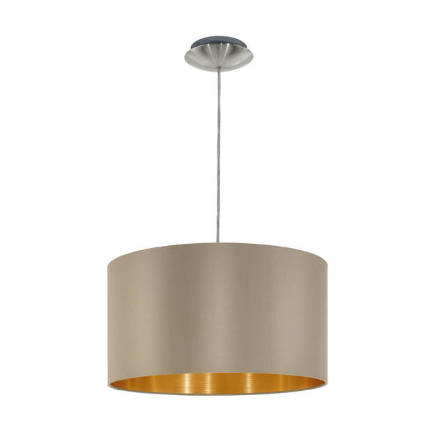 EGLO Maserlo - Hanglamp - 1 Lichts - Ø38cm - Nikkel-Mat - Taupe, Goud