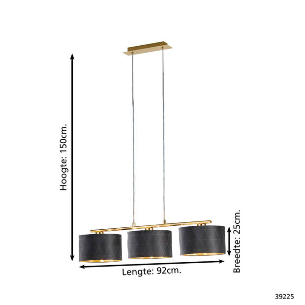 EGLO design Dolorita - Hanglamp - 3 Lichts - Messing - Zwart, Goud