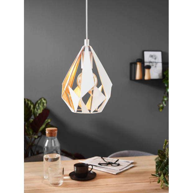 EGLO Carlton 1 Hanglamp - 1 lichts - E27 - Wit - Goud