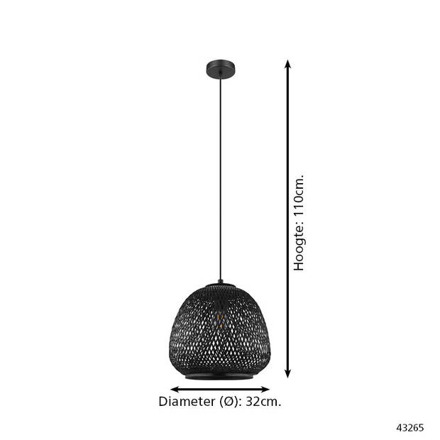 EGLO Dembleby 1 - Hanglamp - E27 - Ø 32 cm - Zwart