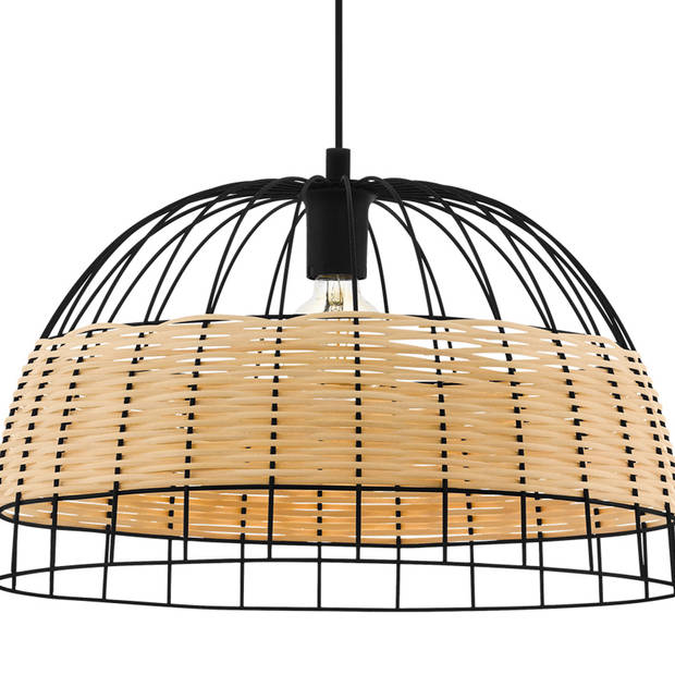 EGLO Anwick - Hanglamp - E27 - Ø 50 cm - Zwart/Rotan