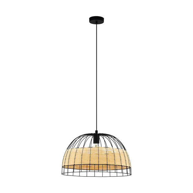 EGLO Anwick - Hanglamp - E27 - Ø 50 cm - Zwart/Rotan