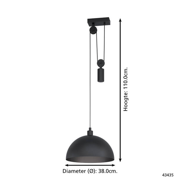 EGLO Winkworth - Hanglamp - E27 - Ø 38 cm - Zwart