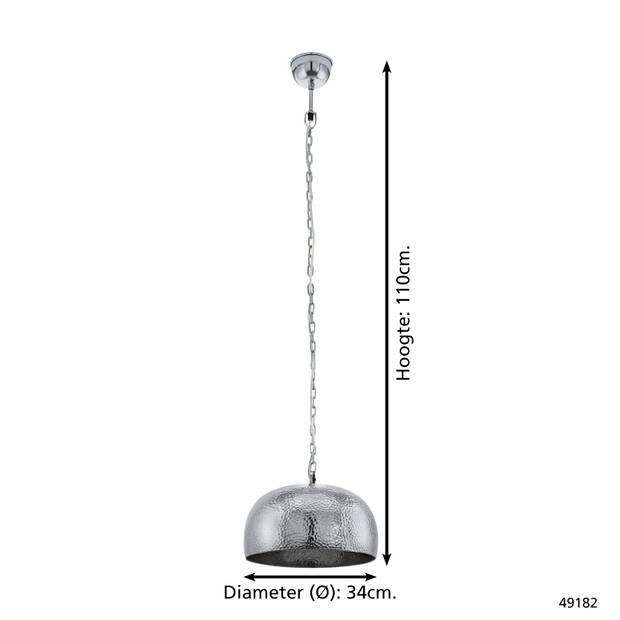 EGLO Vintage Dumphry - Hanglamp - 1 Lichts - ø340 mm. - Chroom