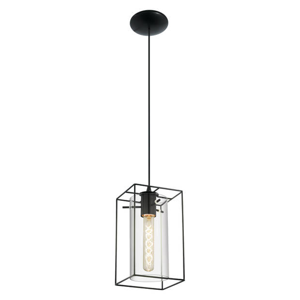 EGLO Loncino - Hanglamp - 1 Lichts - Zwart - Transparant