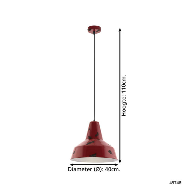 EGLO Vintage Somerton - Hanglamp - 1 Lichts - Rood