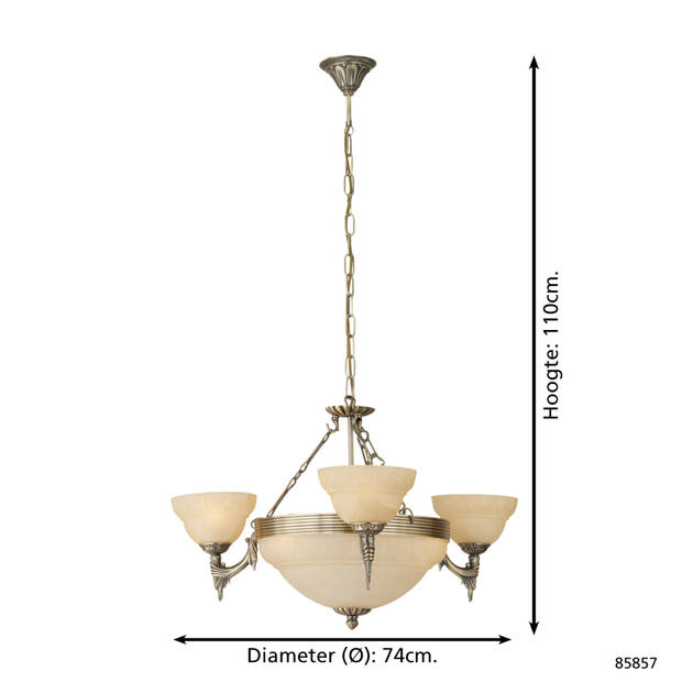 EGLO Marbella - Hanglamp - 6 Lichts - Ø740mm. - Brons - Champagne