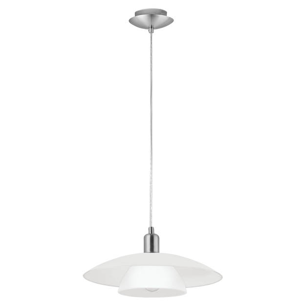 EGLO Brenda - Hanglamp - 1 Lichts - Nikkel-Mat - Wit