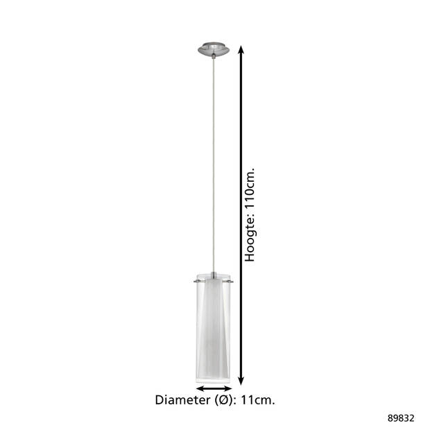 EGLO Pinto - Hanglamp - 1 Lichts - Chroom - Helder, Wit