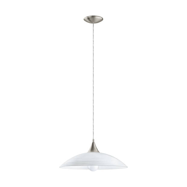 EGLO Lazolo - Hanglamp - 1 Lichts - Ø420mm. - Nikkel-Mat - Wit Gelakt