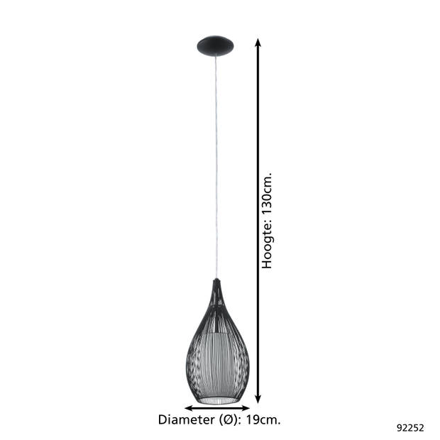 EGLO Razoni - Hanglamp - E27 - Ø 19 cm - Zwart