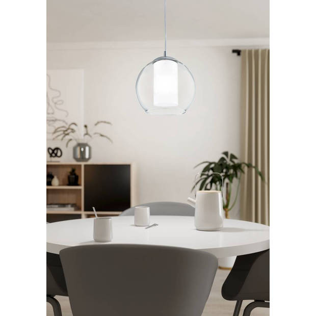 EGLO Bolsano - Hanglamp - 1 Lichts - Ø20cM - Chroom - Wit, Helder