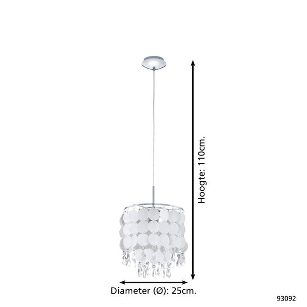 EGLO Fedra 2 Hanglamp - 1 Lichts - Ø25cm - Chroom - Parelmoer, Helder