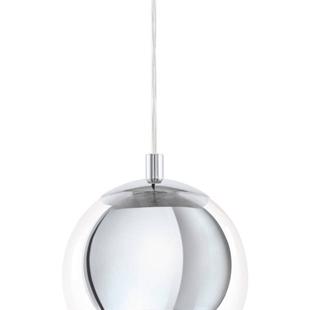 EGLO Rocamar hanglamp - E27 - Ø19 cm - glas - Grijs/Zilver