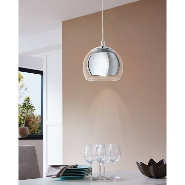 EGLO Rocamar hanglamp - E27 - Ø19 cm - glas - Grijs/Zilver