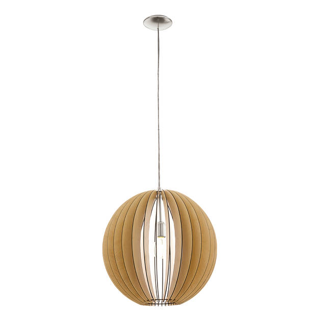 EGLO Cossano - Hanglamp - 1 Lichts - Ø50cm - Nikkel-Mat - Ahorn