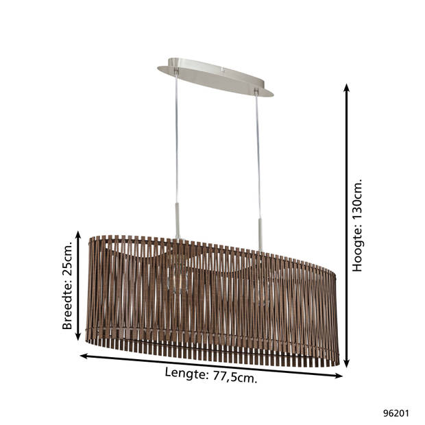 EGLO Sendero - Hanglamp - 2 Lichts - Nikkel-Mat - Donkerbruin