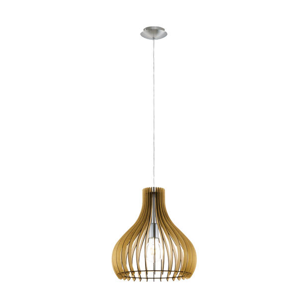 EGLO  Tindori Hanglamp - 1 Lichts - Ø380MM. - Nikkel-Mat - Ahorn