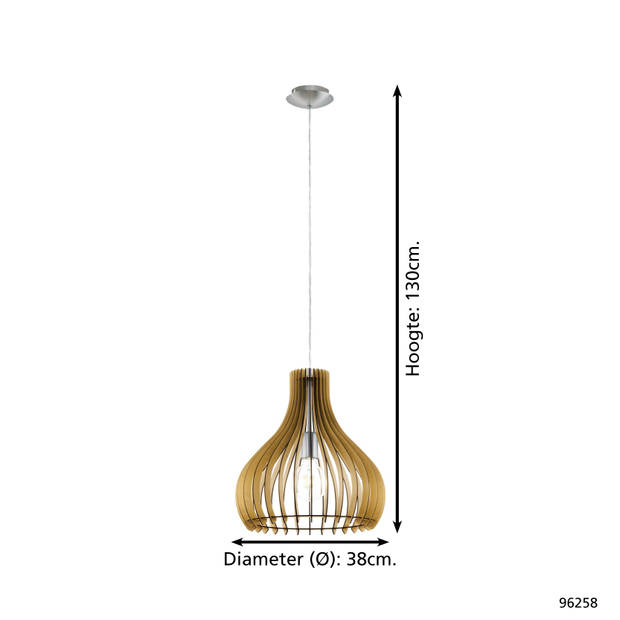 EGLO  Tindori Hanglamp - 1 Lichts - Ø380MM. - Nikkel-Mat - Ahorn