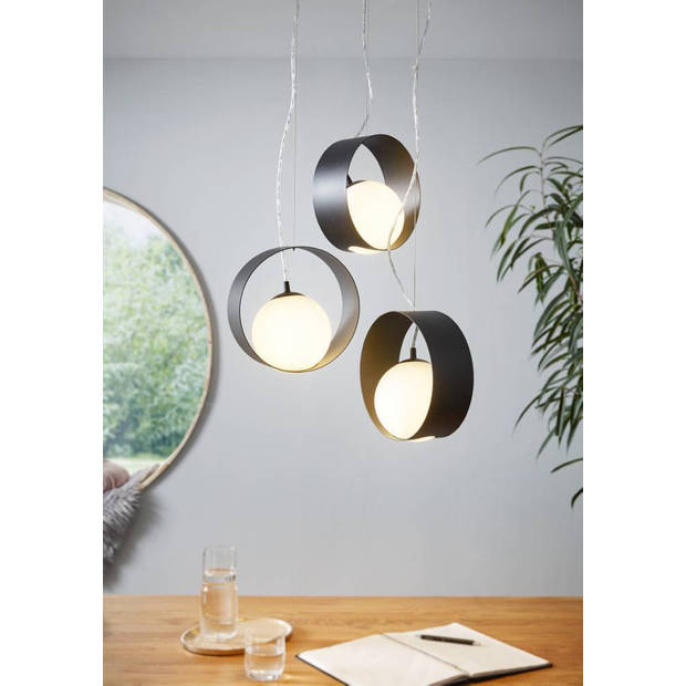 EGLO Camargo Hanglamp - E14 - Staal;Glas - Zwart;Wit