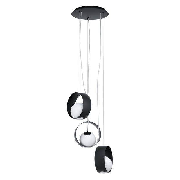 EGLO Camargo Hanglamp - E14 - Staal;Glas - Zwart;Wit