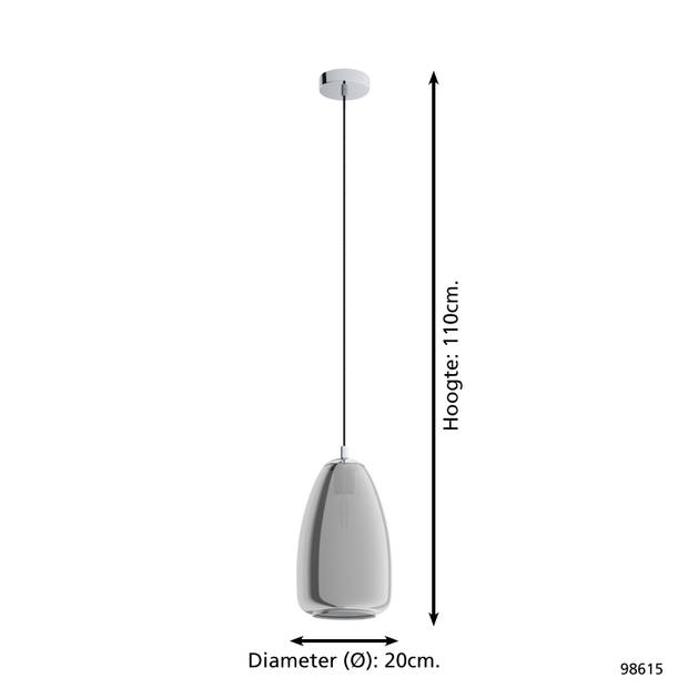 EGLO Alobrase Hanglamp - 1 lichts - Ø20 cm - E27 - Chroom