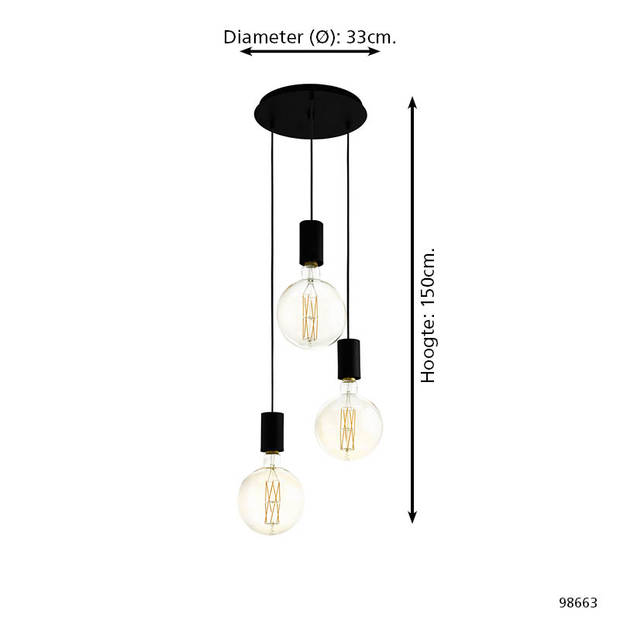 EGLO Pozueta Hanglamp - E27 - Ø 33 cm - Zwart