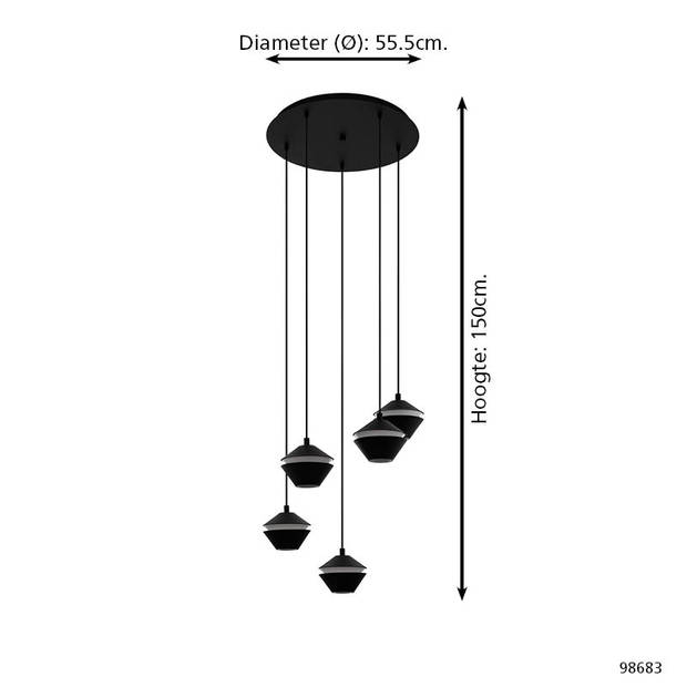 EGLO Perpigo - Hanglamp - GU10 - Ø 55,5 cm - Zwart