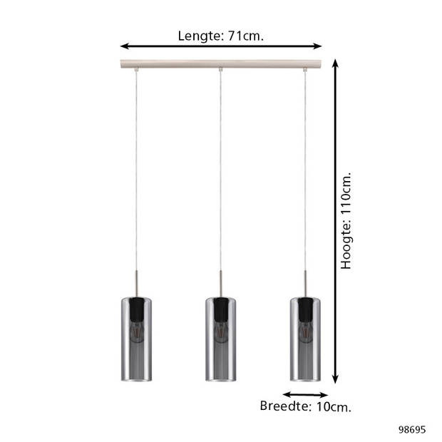 EGLO Selvino - Hanglamp - E27 - 71 cm - Nikkel/Mat