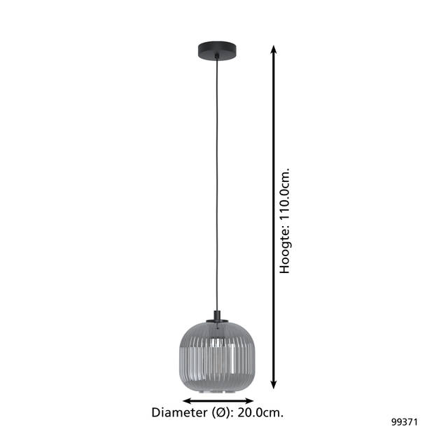 EGLO Mantunalle 1 - Hanglamp - E27 - Ø 20 cm - Zwart
