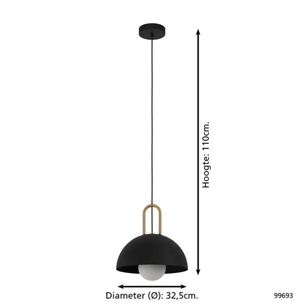 EGLO Calmanera Hanglamp - E27 - Ø 32,5 cm - Zwart/Geelkoper