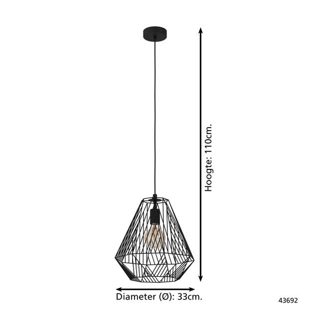 EGLO Stype Hanglamp - E27 - Ø 33 cm - Zwart