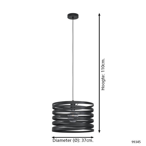 EGLO Cremella Hanglamp - E27 - Ø 37 cm - Zwart