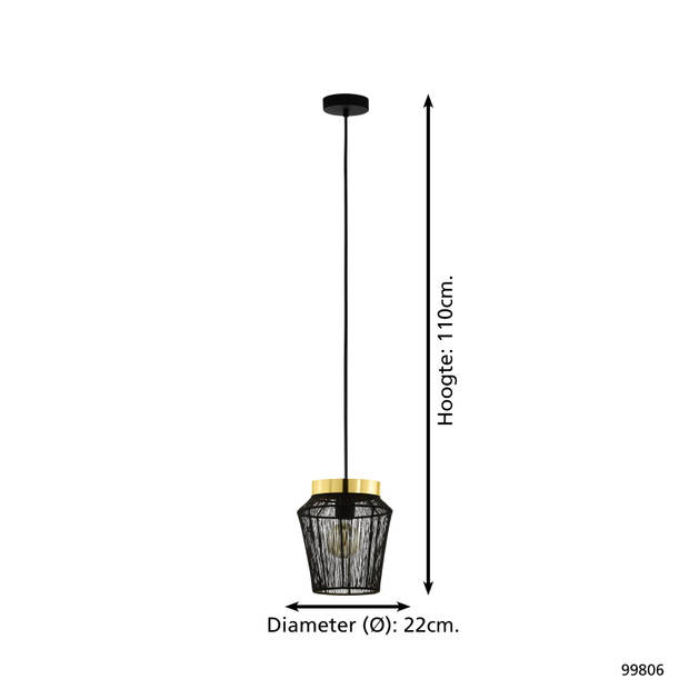 EGLO Escandidos Hanglamp - E27 - Ø 22 cm - Zwart/Koper/Goud