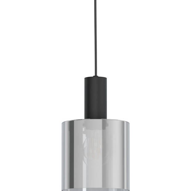 EGLO Gorosiba - Hanglamp - E27 - Ø 15 cm - rookglas - Zwart