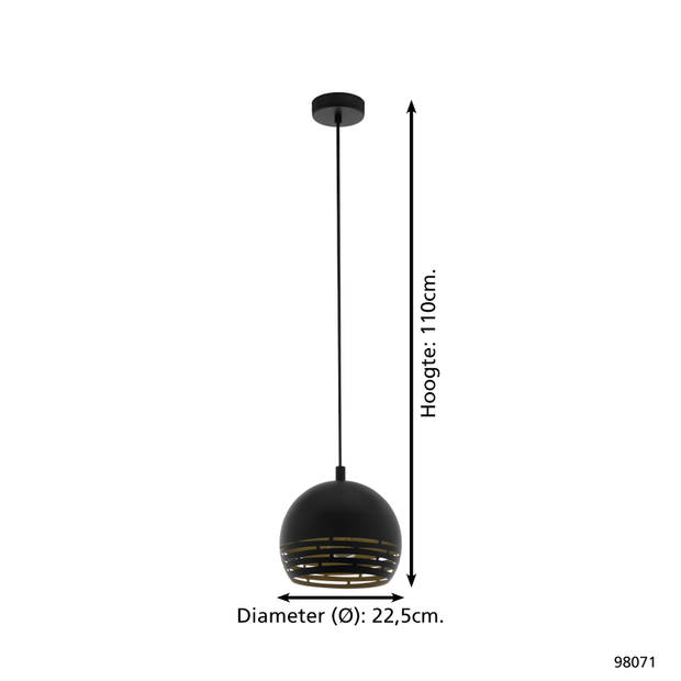 EGLO Camastra Hanglamp - E27 - Ø 22,5 cm - Zwart/Goud