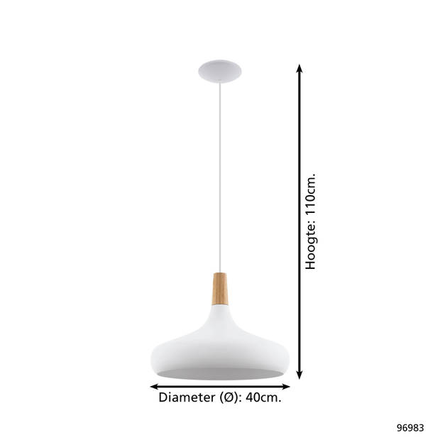 EGLO Sabinar Hanglamp - E27 - Ø 40 cm - Wit/Bruin