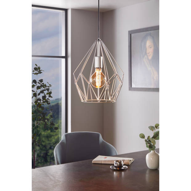 EGLO Carlton - hanglamp - E27 - 1-lichts - zilverkleurig