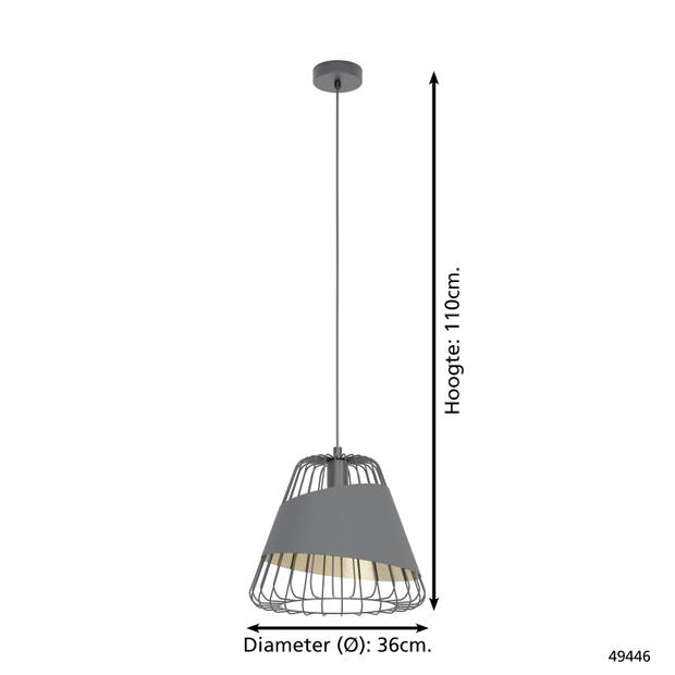 EGLO Austell Hanglamp - E27 - Ø 36 cm - Zwart/Goud