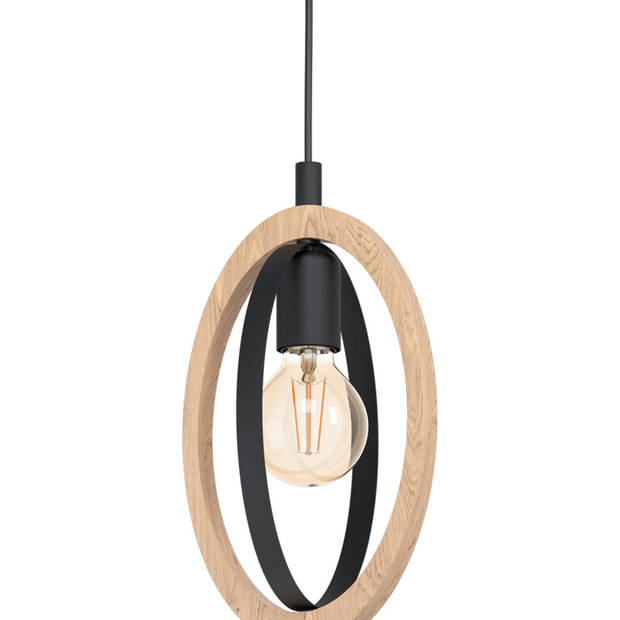 EGLO Basildon Hanglamp - E27 - 19 cm - Zwart/Bruin