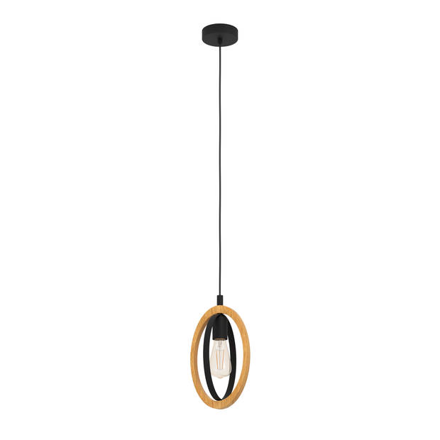 EGLO Basildon Hanglamp - E27 - 19 cm - Zwart/Bruin