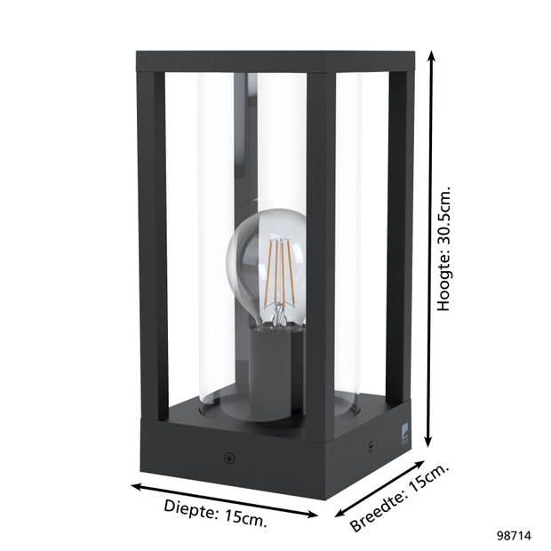 EGLO Cascinetta Sokkellamp Buiten - E27 - 30,5 cm - Zwart
