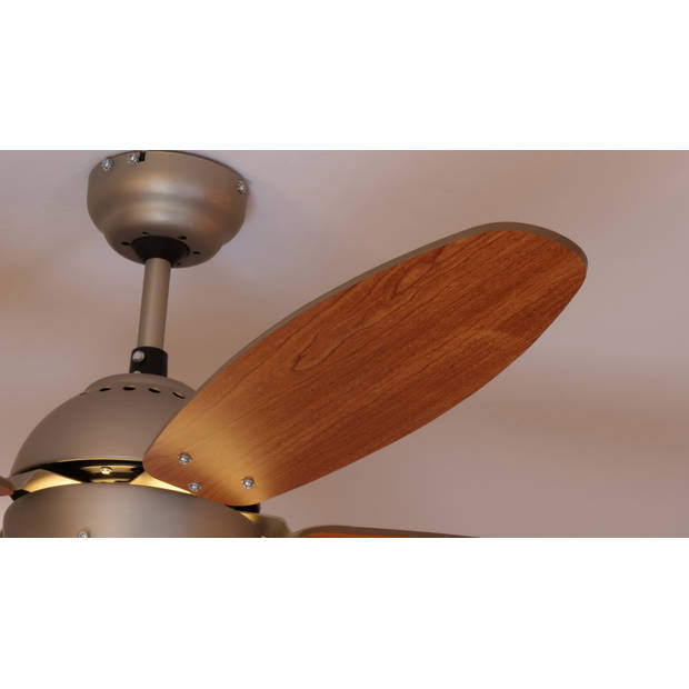 EGLO Susale Plafondlamp met Ventilator -132cm- E14 - Nikkel/Bruin