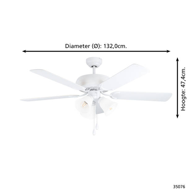 EGLO Las Palmas Plafondventilator - E27 - Ø 132 cm - Wit