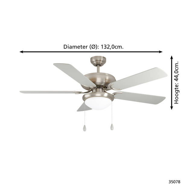 EGLO Ballina Plafondventilator - E27 - Ø 132 cm - Grijs/Wit