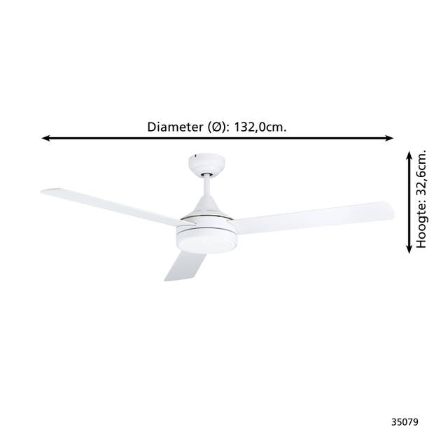 EGLO Sesimbra Plafondlamp met ventilator - 132cm - Wit - Dimbaar