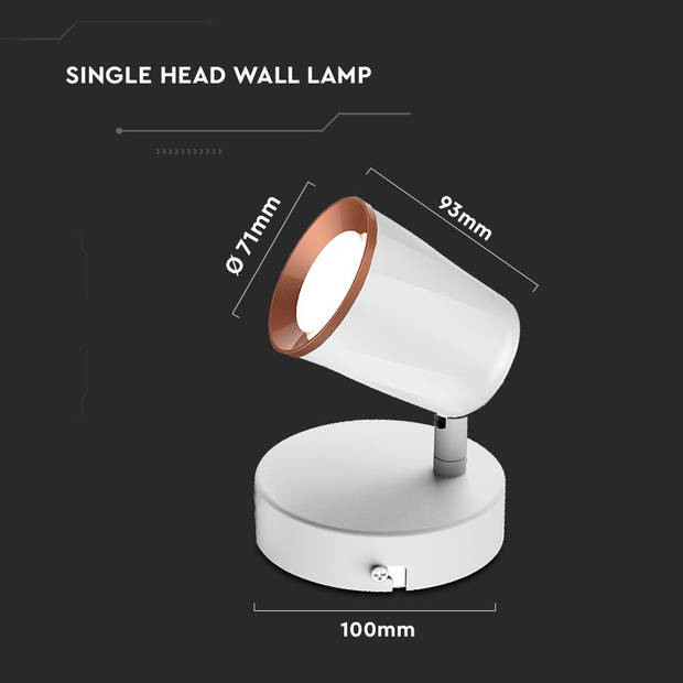 V-TAC VT-806-W-N LED plafondlamp met spot - IP20 - Wit - 5W - 540 Lumen - 3000K