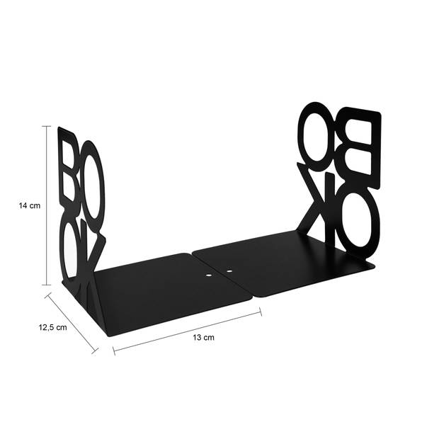 QUVIO Boekenstandaard "BOOK" - 1 paar - Zwart