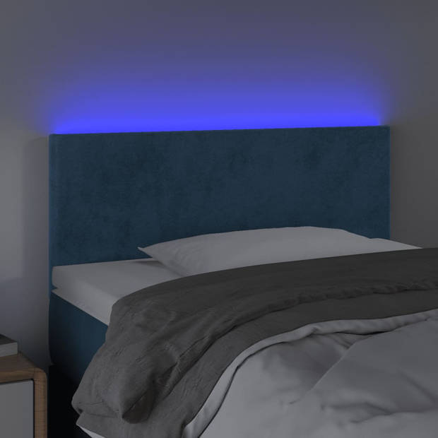 vidaXL Hoofdbord LED 90x5x78/88 cm fluweel donkerblauw